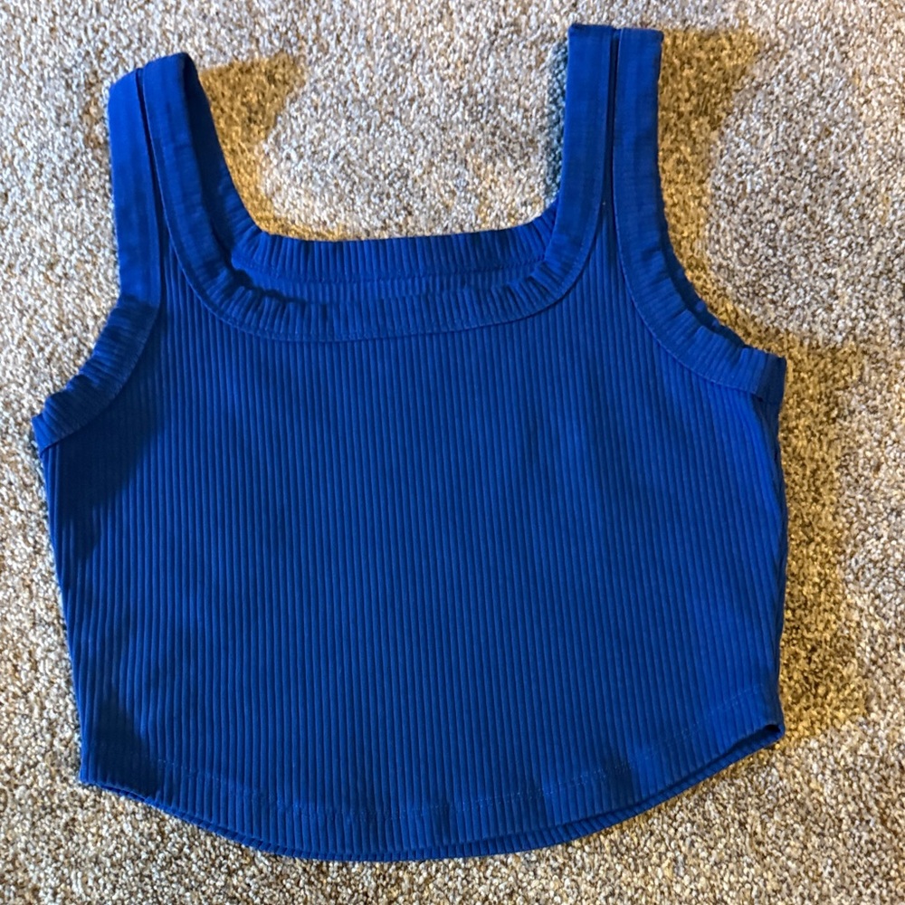 Madewell Royal Blue Ribbed Crop Top